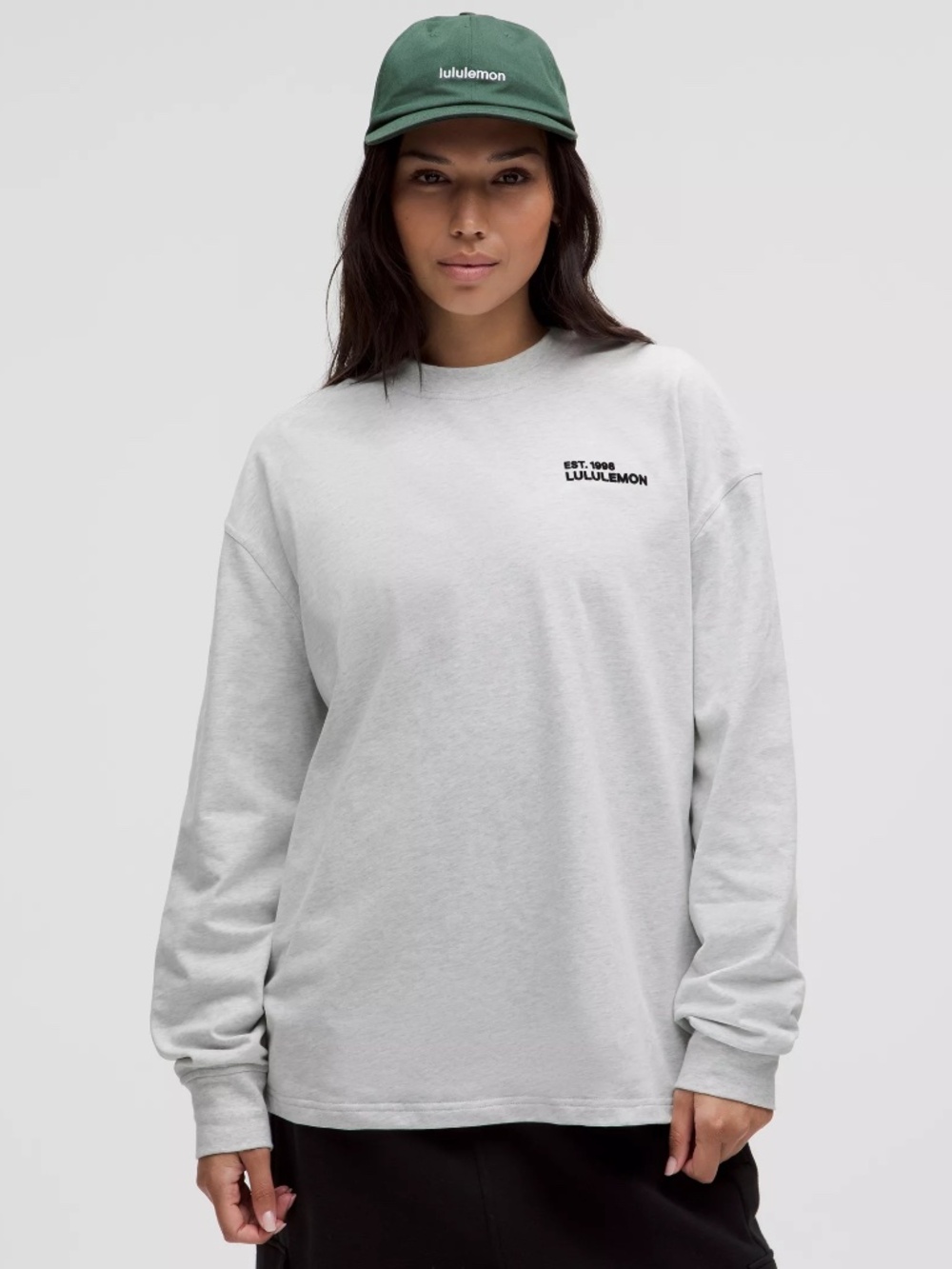 Lululemon heavyweight cotton crewneck long-sleeve in heathered light grey